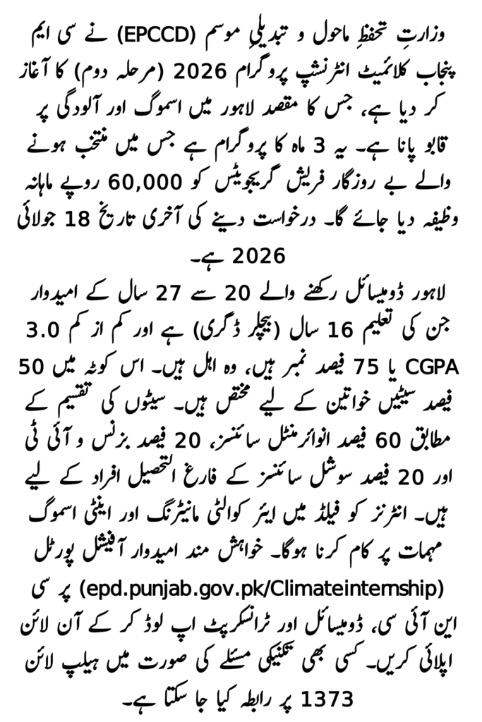CM Punjab Climate Internship