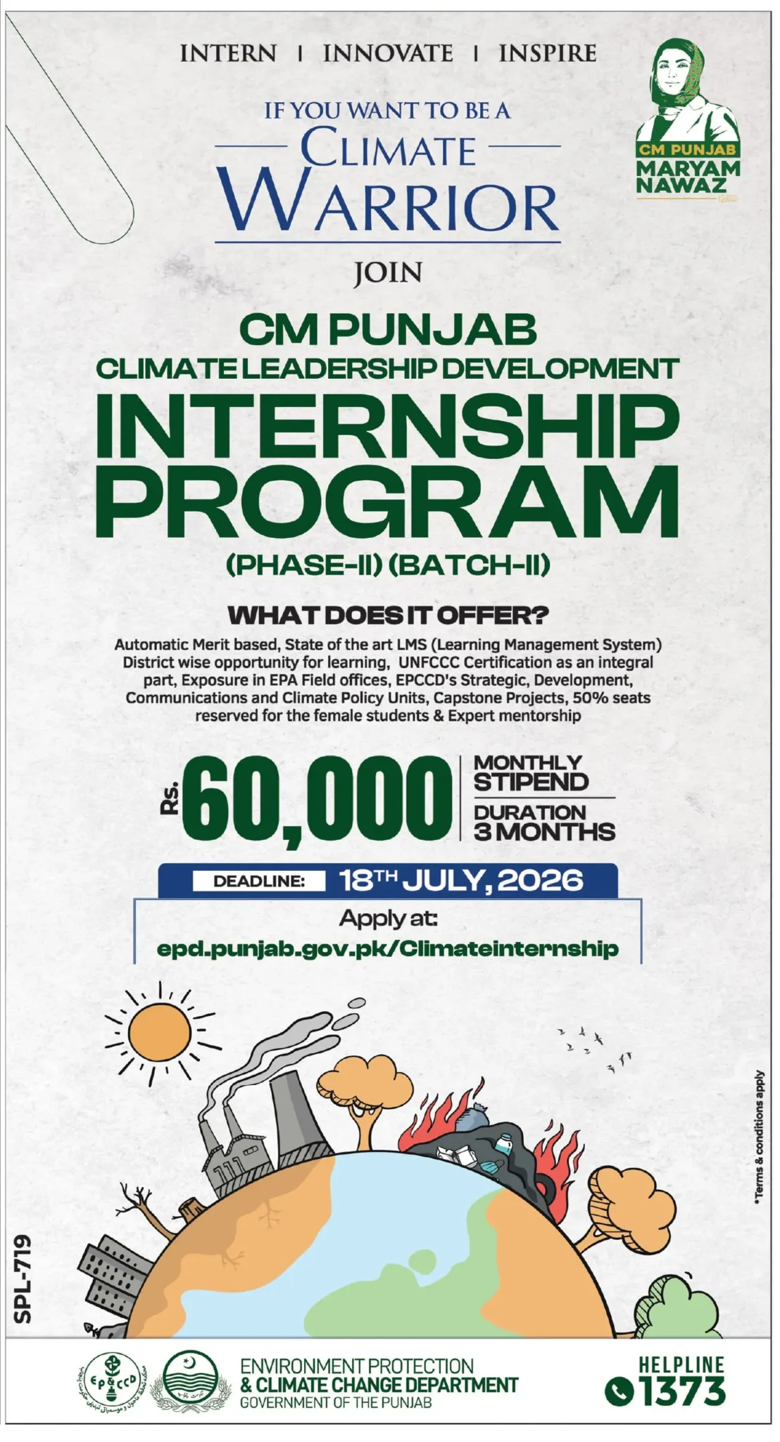 CM Punjab Climate Leadership Development Internship Program 2026 official notice